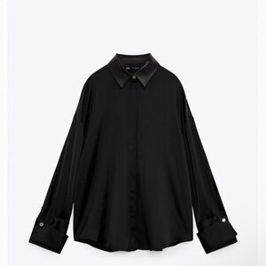 NWOT ZARA Buttoned Satin effect shirt black
